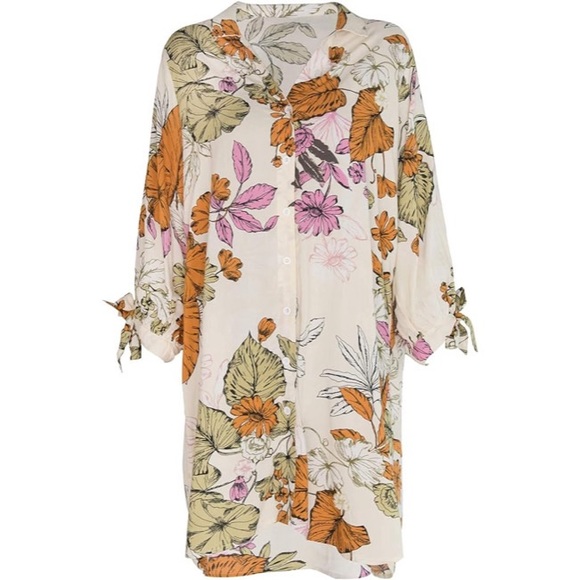 CUPSHE FLORAL BUTTON DOWN MIDI SHIRT DRESS SIZE M - Picture 2 of 7